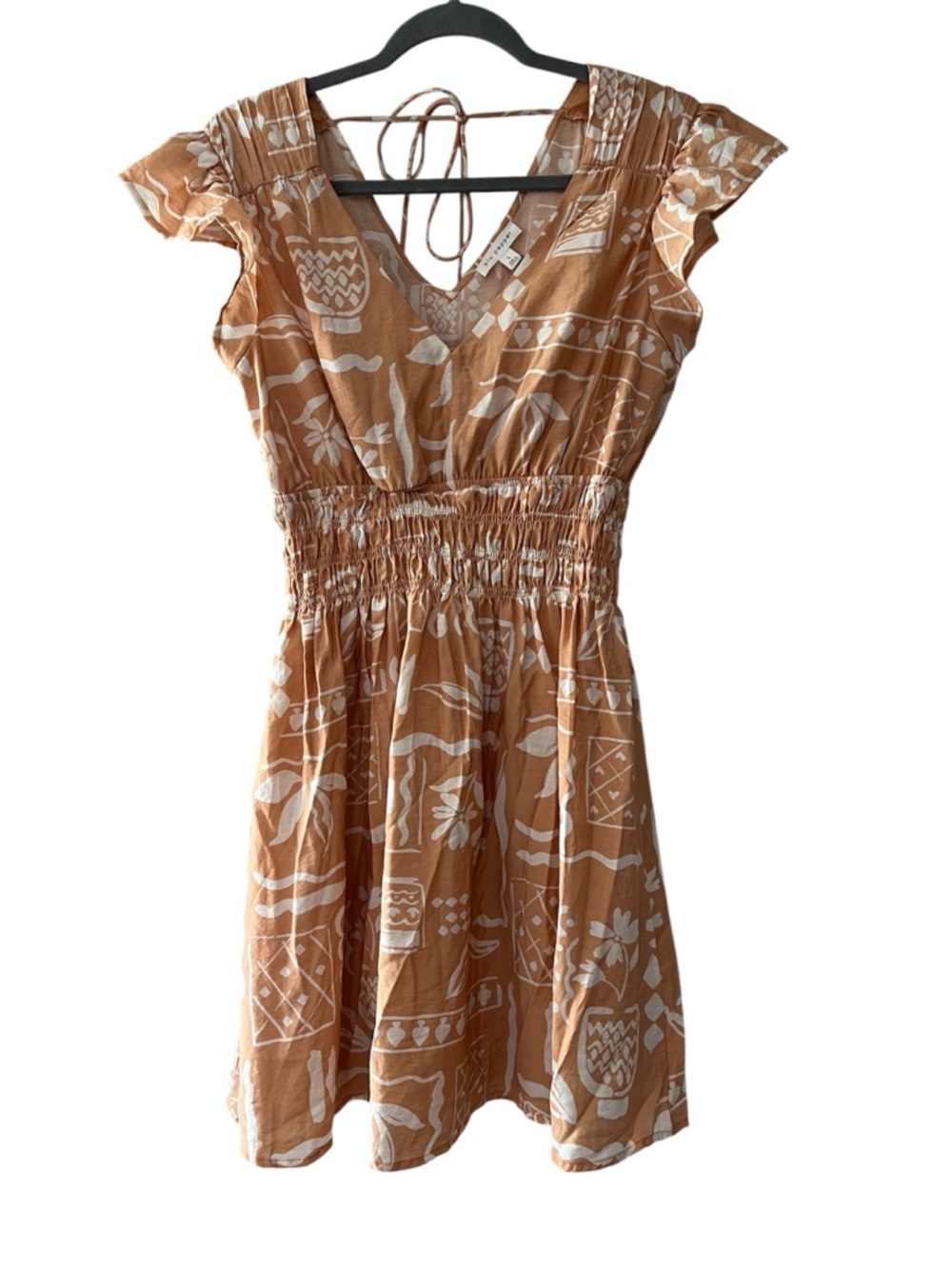 Blu Pepper Yellow & White Printed V-Neck Smocked Mini Dress - Picture 3 of 6